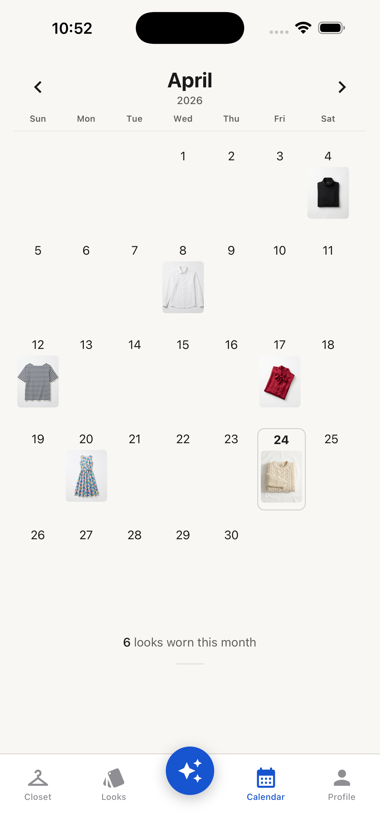 Wear calendar screen